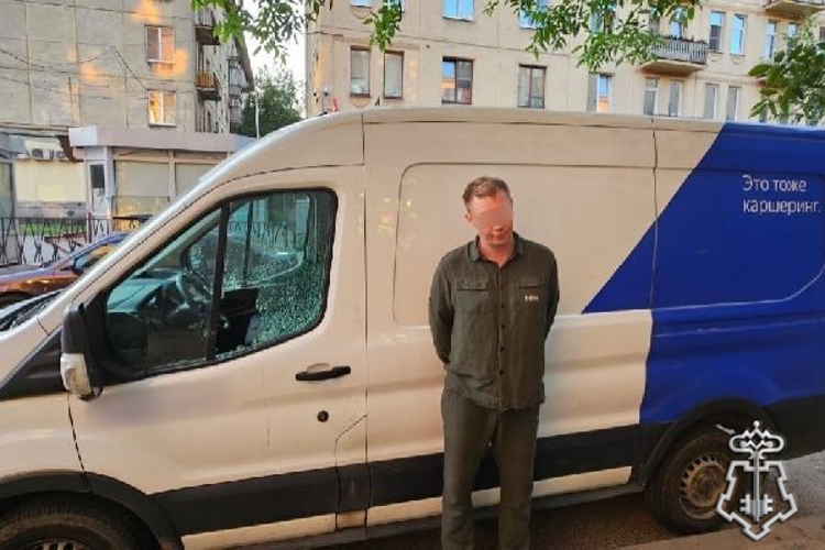 Петербургские росгвардейцы задержали хулигана, повредившего припаркованный каршеринговый фургон 
