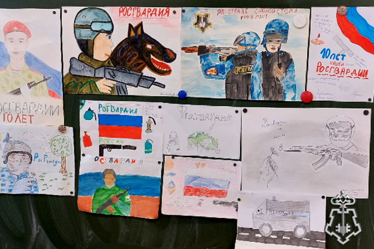 В Ленинградской области представители ведомства организовали конкурс рисунков для школьников, приуроченный к 10-летию образования Росгвардии